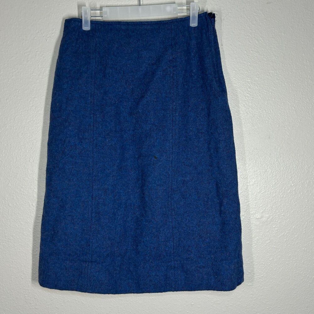 Orvis Skirt Womens 16 Shetland Wool Blue Straight Knee Length Lined Vintage - Picture 7 of 12
